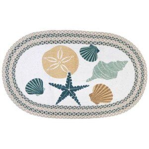 Coastal🐬Sand dollar✨ Seashell✨ Starfish 🌊 Braided Oval Rug 🆕SHIPS FAST😮⚡🚚